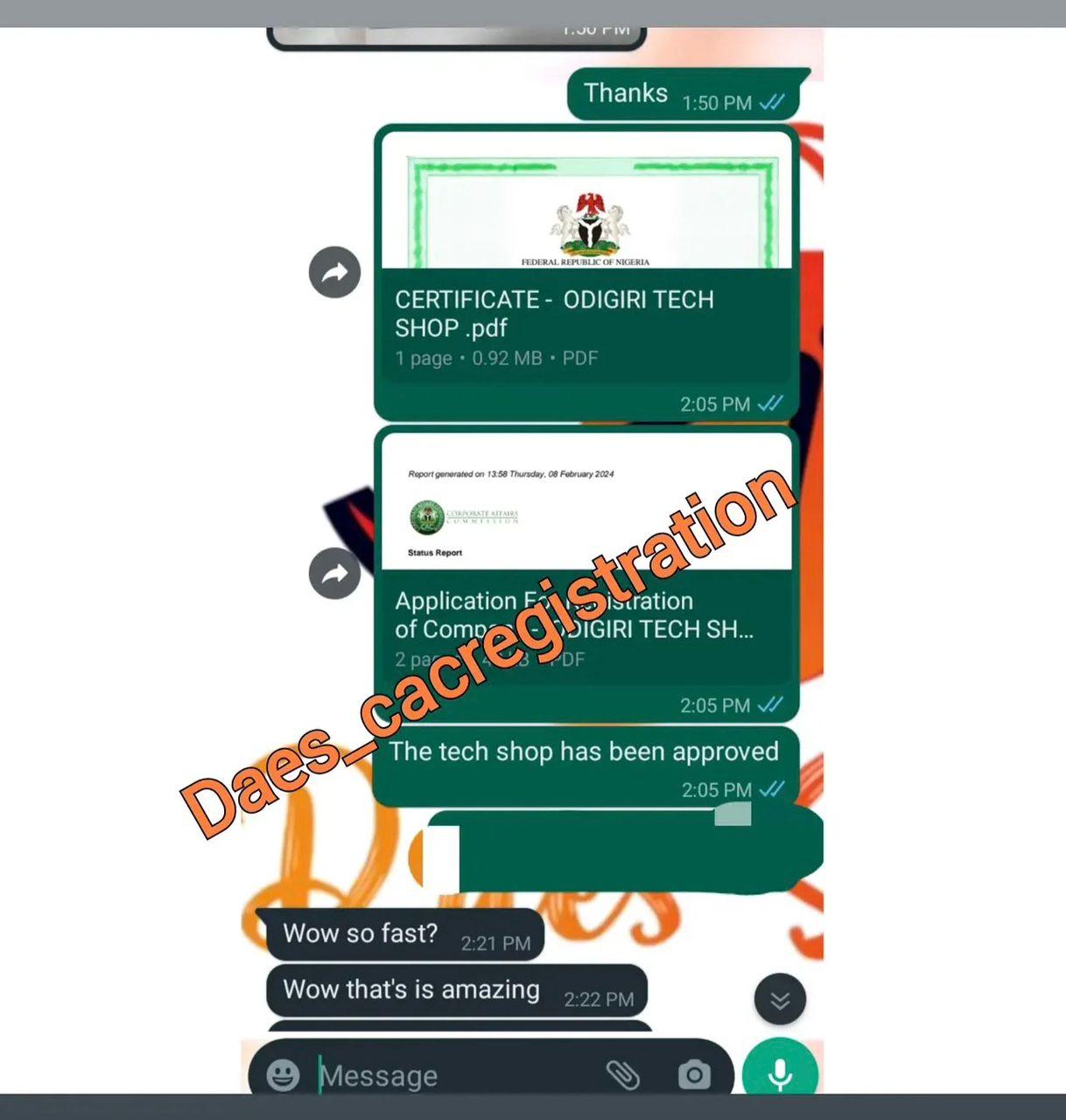 WhatsApp review — Odigiri Tech Shop
